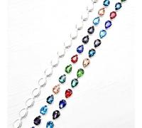 Décoration d'eau de forage, Chaîne métallique en strass en verre, 10 x 14 mm, à coudre, multicolore, plusieurs tailles(Colorful,1 yard)