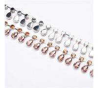 Décoration d'eau de forage, Pendentif goutte d'eau en cristal de verre de 2,5 cm de largeur, chaîne avec pompon en strass, multicolore, plusieurs tailles(Champagne,1 yard)