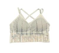 Décoration Débardeur Débardeur avec coussinet de poitrine pour femme Soutien-gorge de sport rembourré en strass sans couture Cami court croisé dans le dos pour le yoga, blanc, taille unique