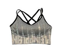 Décoration Débardeur Débardeur avec coussinet de poitrine pour femme Soutien-gorge de sport rembourré en strass sans couture Cami court croisé dans le dos pour le yoga, gris, taille unique