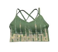Décoration Débardeur Débardeur avec coussinet de poitrine pour femme Soutien-gorge de sport rembourré en strass sans couture Cami court croisé dans le dos pour le yoga, vert foncé, taille unique