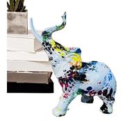 Décoration d'éléphant pour la maison, petites figurines d'éléphant | Statuette d'éléphant colorée en résine, sculpture de bureau créative de bon augure, éléphant artisanal pour esc