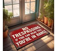 Décoration d'entrée avant rouge Panneau d'avertissement : No Trespassing If You Can Read This. Paillasson pour homme pour dormir sur le sol (40 x 60 cm)