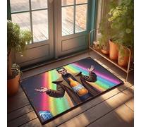 Décoration d'entrée d'entrée arc-en-ciel avec bouteille mystérieuse : un paillasson coloré Enigma Décoration de maison (40 x 60 cm)