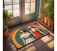 Décoration d'entrée d'entrée vibrante et rétro : un duo éblouissant dans des styles classiques paillasson pour hommes tapis de décoration de grotte pour dormir sur le sol (65 x 90 cm)