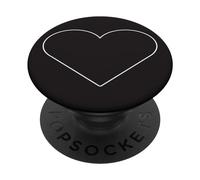 Décoration design coeur blanc sur fond noir PopSockets PopGrip Adhésif