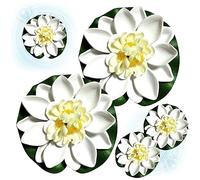 Décoration d'étang flottant, fleurs de lotus flottantes 5 pièces nénuphars artificiels de 3, 94 pouces plantes d'étang artificielles réalistes pour la décoration 'aquariums piscine jardin, nénu