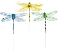 Décoration d'été Libellules sur fil Insectes décoratifs Jaune Vert Bleu 6 pièces