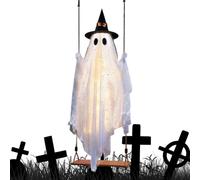 Décoration d'extérieur fantôme oscillant avec Chapeau Papillon Lumineux | Accessoires d'Halloween de Maison Hantée d'Extérieur Pour Intérieur Patio Maison Ha
