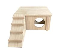 Décoration d'habitat animal - Accessoires pour cage de hamster, cachette en bois de 2 chambres, sac à de paysage, échelle d'escalade pour petits hamsters, accessoires pour Ja