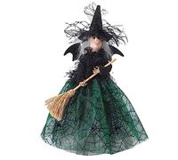 Décoration d'Halloween 2026 - Poupée de sorcière - Décoration d'Halloween comme pointe d'arbre - Décoration de bureau pour l'intérieur et l'extérieur - Figurine de Noël festive avec charme effrayant