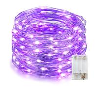 Décoration d'Halloween a mené la chaîne lumière, chaîne de lumière menée alimentée par batterie 10M 100LEDs IP65 imperméable fil d'argent lumières menées pour Noël, Halloween, fête, jardin (violet)