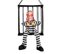 Décoration d'Halloween animée - Cage de prisonniers parlants activée par mouvement, accessoire pour les yeux lumineux de 10,82 pouces, décor d'horreur hurlant | Jouet effrayant pour maison hantée pour