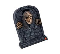 Décoration d'Halloween avec tête de mort | Yeux rouges activés et son étrange, accent de cimetière alimenté par piles pour porche ou cour