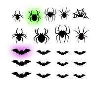 Décoration d'Halloween chauves-souris | Chauve-souris lumineuses 3D d'Halloween 2025 | 12 pièces à DEL à suspendre au mur | Décoration d'ambiance festive pour intérieur ou extérieur, dortoir, chambre