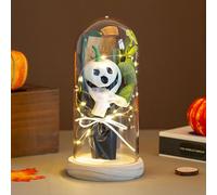 Décoration d'Halloween citrouille lumineuse dans une cloche en verre, dôme en forme de crâne d'été, fantôme citrouille lumineux dans une cloche en verre, mini squelette pour extérieur ou bar