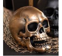 Décoration d'Halloween ""Crâne/Tête de Mort"" en résine doré or 7 x 10.5 x 9 cm (x1) REF/8075