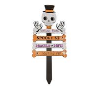 Décoration d'Halloween de jardin, décoration de jardin en forme de citrouille, piquet de sorcière, panneau de trottoir effrayant, panneaux Jack O, accessoires en bois (29 x 11,5 cm)
