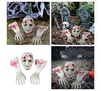 Décoration d'Halloween de jardin - Simulation de pile - Décoration de jardin - Insert de tête de vieil homme - Cour pour intervenir dans les trois pièces (blanc, A)