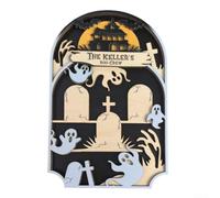 Décoration d'Halloween en bois pour cimetière - Décoration de jardin - Accessoires de présentation pour intérieur et extérieur - Scène effrayante - 16 x 26 cm (C)