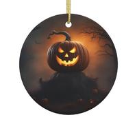 Décoration d'Halloween en céramique avec motif citrouille fantôme et citrouille