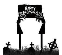 Décoration d'halloween en Plein air - Happy Metal Yard Stakes, Trick ou Treat Garden Signs | Décorations de pelouse de la clôture effrayante, de Terre des Mains Noires résistantes à l'intem