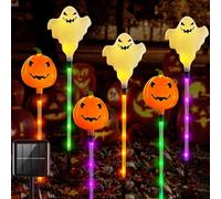 Décoration d'Halloween en plein air, jardin, 6 pièces, citrouille, fantômes, lampes solaires extérieures, éclairage LED, lanterne pour extérieur, fête, pierre tombale, maison, pelouse, clôture, balcon