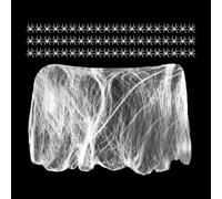 Décoration d'Halloween en plein air phosphorescente dans l'obscurité Fausse toile d'araignée pour maison hantée effrayante - Sangle blanche extensible pour une utilisation intérieure et extérieure