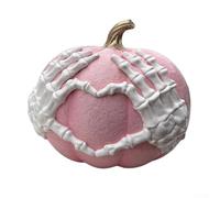 Décoration d'Halloween en résine avec citrouille colorée et squelette de cœur pour les fêtes et la maison moderne (rose)