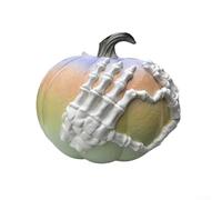Décoration d'Halloween en résine avec citrouille colorée et squelette de cœur pour les fêtes et la maison moderne (jaune)