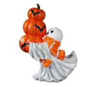 Décoration d'Halloween fantôme en résine, jolie statue de fantôme tenant une citrouille, dessin animé, fantôme effrayant en résine, décoration pour la maison, étagère et table