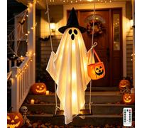 Décoration d'Halloween fantômes à suspendre - Grande balançoire LED avec