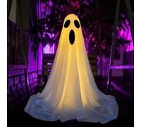 Décoration d'Halloween lumineuse fantôme debout avec lumières LED, décorations d'Halloween en plein air, décorations de vacances, fantômes effrayants et lumineux pour porte d'entrée, porche, cour