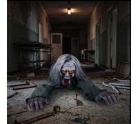 Décoration d'Halloween momie rampante activée par le son avec yeux rouges | Momie rampante animatronique en mouvement et lumière contrôlée par la voix - Décorations d'Halloween pour maison hantée