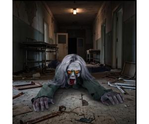 Décoration d'Halloween momie rampante activée par le son avec yeux rouges | Momie rampante animatronique en mouvement et lumière contrôlée par la voix - Décorations d'Halloween pour maison hantée