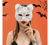 Décoration d'Halloween pour fenêtre - Entrez dans l'Halloween Révélez et mettez en valeur votre charme inégalé. Cette décoration en dentelle en forme de visage de chat mystérieuse et enchanteresse