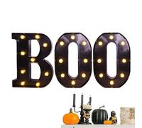 Décoration d'Halloween pour l'intérieur - Lettre Boo lumineuse à LED - Panneau décoratif de fête d'Halloween - Pièce centrale pour cheminée, balcon, salon, entrée de chambre