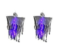 Décoration d'Halloween robuste et réglable avec éclairage LED pour intérieur et extérieur, affichage hanté, alimentation par batterie, décoration de fantômes flottants