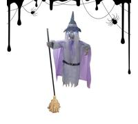 Décoration d'Halloween sorcière volante - Sorcière flottante avec son | Décoration sensorielle pour fête en plein air Jardin Réunion Festival