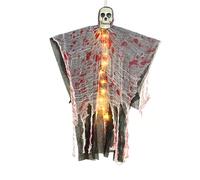 Décoration d'Halloween squelette à suspendre avec lumière, accessoire effrayant 85 x 60 cm pour fête à thème, cour, pelouse, bricolage artisanal