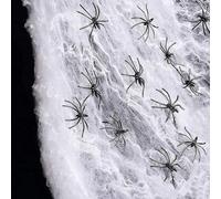 Décoration d'Halloween - Toile d'araignée extensible - 200 g - Avec 50 araignées artificielles - Pour décoration d'Halloween, décoration de maison hantée, scène effrayante, accessoires de fête