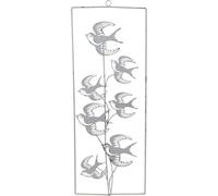 Décoration d'hirondelle en métal à suspendre blanc-argenté, décoration murale et de fenêtre shabby chic, 47,5cm