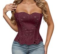 Décoration d'histoire médiévale - Élégant costume de cosplay dans une robe corset à lacets pour femme - Tenue décontractée - Printemps été - Mode automne - Cosplay, Bordeaux, XL