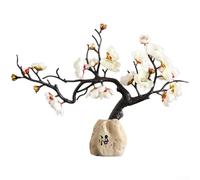 Décoration d'hiver en résine avec vocabulaire artistique chinois pour un placement réfléchi dans la maison et le bureau (réveil + blanc)