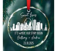 Décoration d'horizon de la ville de Saint-Louis, noms/texte/date et décoration de ville, ornements en verre paysage urbain de Saint-Louis, décoration personnalisée de la ville de Saint Louis, cadeau