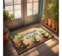 Décoration d'intérieur amusante avec vaisseaux dorés de potion : un paillasson magique à base de plantes pour porte d'entrée, tapis antidérapant (40 x 60 cm)