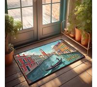 Décoration d'intérieur amusante Canaux de Venise : une sérénade de Gondolier's à travers les eaux intemporelles Paillasson de bienvenue pour porte d'entrée Tapis antidérapant (65 x 90 cm)
