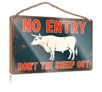 Décoration d'intérieur amusante « No Entry Don't The Sheep Out » - Décoration de salle de bain - Panneaux de bar pour décoration d'intérieur (20 x 30 cm)