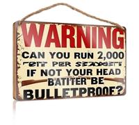Décoration d'intérieur amusante pour porte Bulletproof Your Head : Can You Run 2,000 Rounds? Panneau en bois Décoration murale amusante à suspendre (15 x 28 cm)
