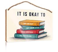 Décoration d'intérieur amusante pour porte, panneau en bois avec inscription « It's Okay To Ask For Help » (15 x 28 cm)